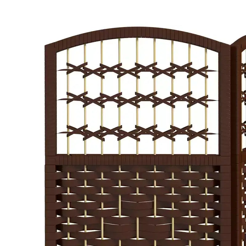 Nero / Marrone / Grigio scuro / Legno naturale / Bianco – Divisorio pieghevole a 6 pannelli intrecciato, Schermo per la privacy per 1 persona