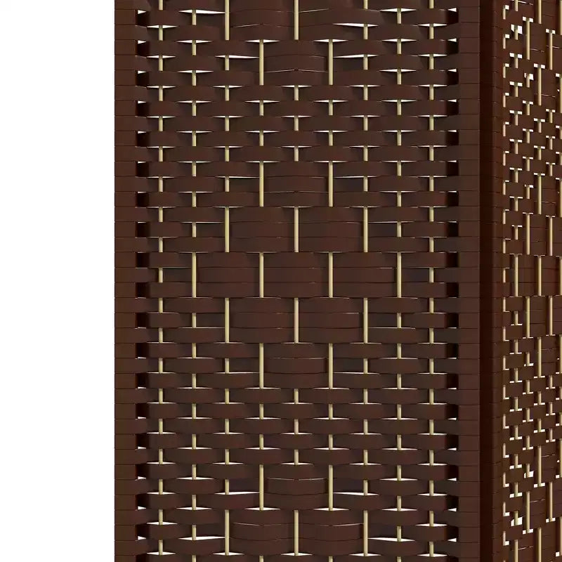 Nero / Marrone / Grigio scuro / Legno naturale / Bianco – Divisorio pieghevole a 6 pannelli intrecciato, Schermo per la privacy per 1 persona