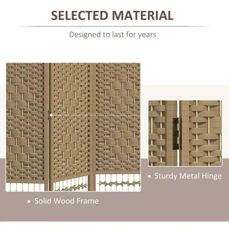 Nero / Marrone / Grigio scuro / Legno naturale / Bianco – Divisorio pieghevole a 6 pannelli intrecciato, Schermo per la privacy per 1 persona