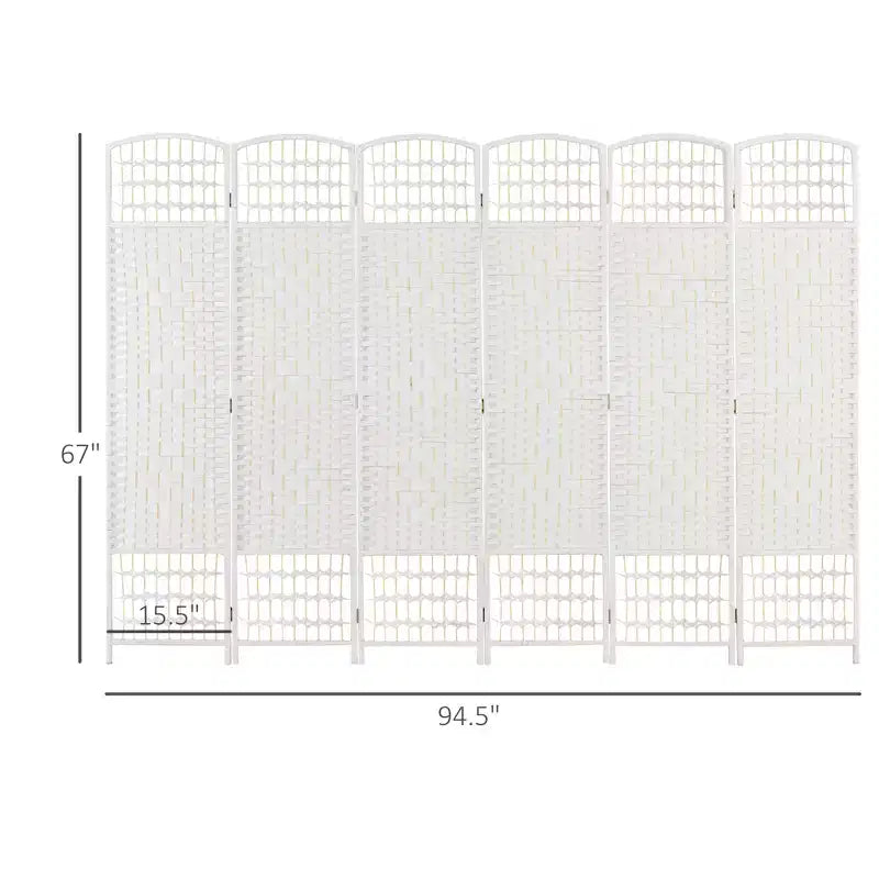 Nero / Marrone / Grigio scuro / Legno naturale / Bianco – Divisorio pieghevole a 6 pannelli intrecciato, Schermo per la privacy per 1 persona