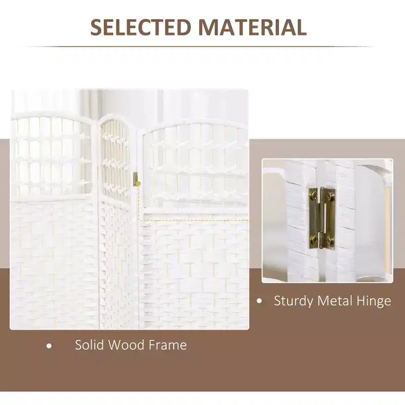 Nero / Marrone / Grigio scuro / Legno naturale / Bianco – Divisorio pieghevole a 6 pannelli intrecciato, Schermo per la privacy per 1 persona