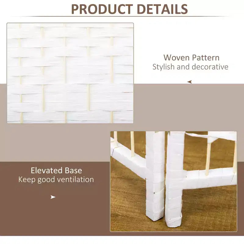 Nero / Marrone / Grigio scuro / Legno naturale / Bianco – Divisorio pieghevole a 6 pannelli intrecciato, Schermo per la privacy per 1 persona