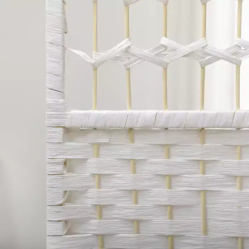 Nero / Marrone / Grigio scuro / Legno naturale / Bianco – Divisorio pieghevole a 6 pannelli intrecciato, Schermo per la privacy per 1 persona
