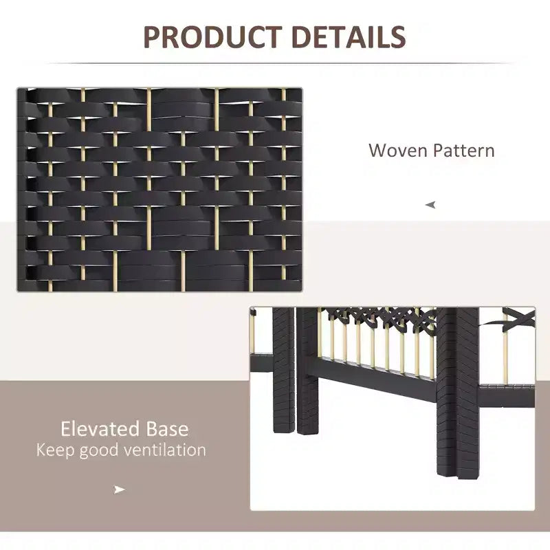 Nero / Marrone / Grigio scuro / Legno naturale / Bianco – Divisorio pieghevole a 6 pannelli intrecciato, Schermo per la privacy per 1 persona