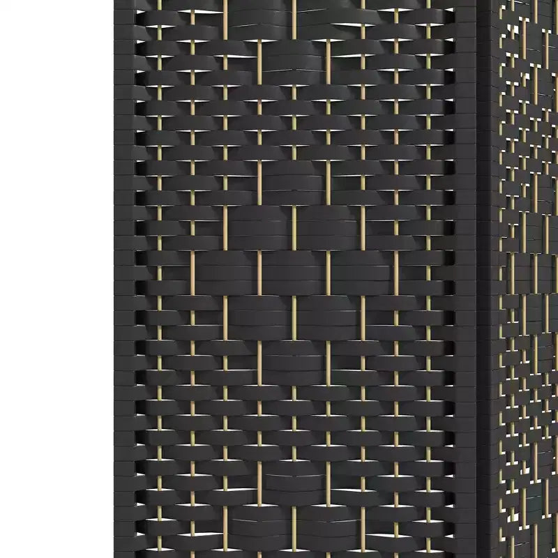 Nero / Marrone / Grigio scuro / Legno naturale / Bianco – Divisorio pieghevole a 6 pannelli intrecciato, Schermo per la privacy per 1 persona