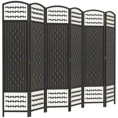6 Panel Folding Room Divider Portable Privacy Screen Wave Fiber Room Partition for Home Office