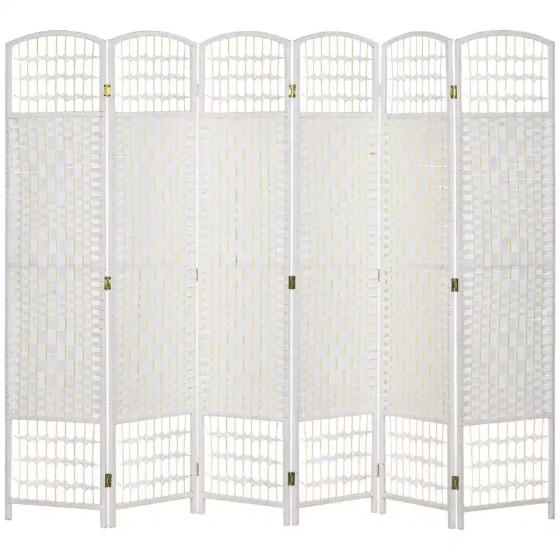 Nero / Marrone / Grigio scuro / Legno naturale / Bianco – Divisorio pieghevole a 6 pannelli intrecciato, Schermo per la privacy per 1 persona
