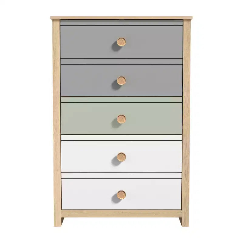 Cassettiera Oslo Oak e colori misti a 5 cassetti per 1 persona