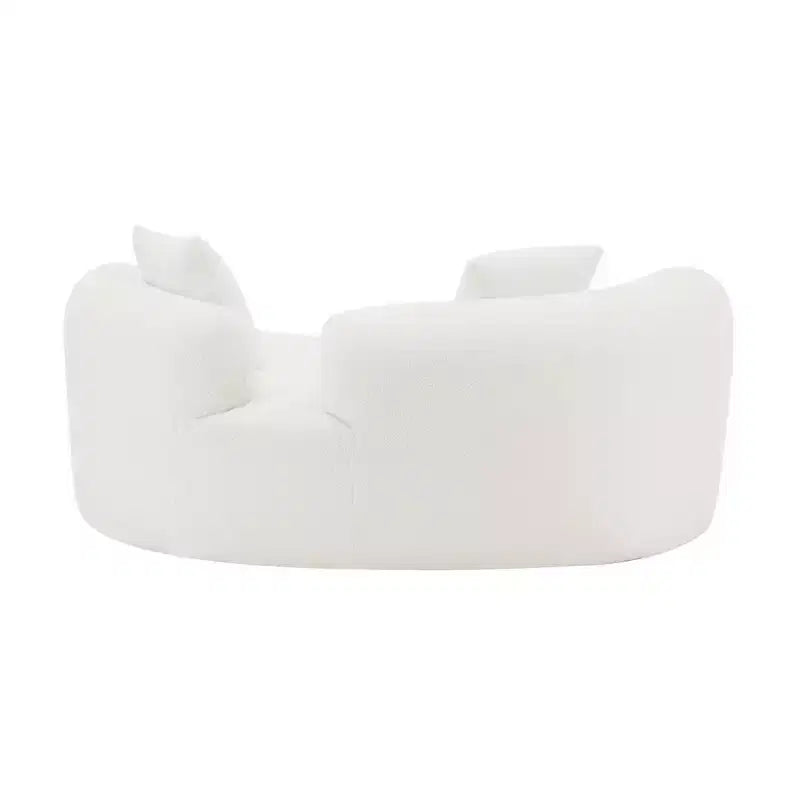 Divanetto curvo in velluto Teddy grigio/bianco, 2 posti