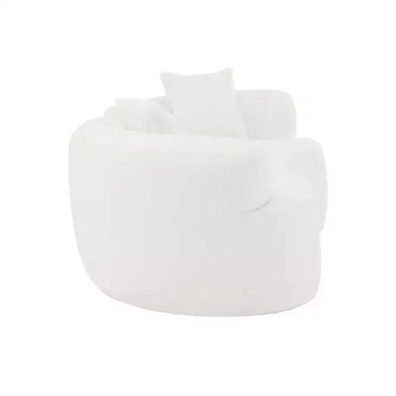 Divanetto curvo in velluto Teddy grigio/bianco, 2 posti