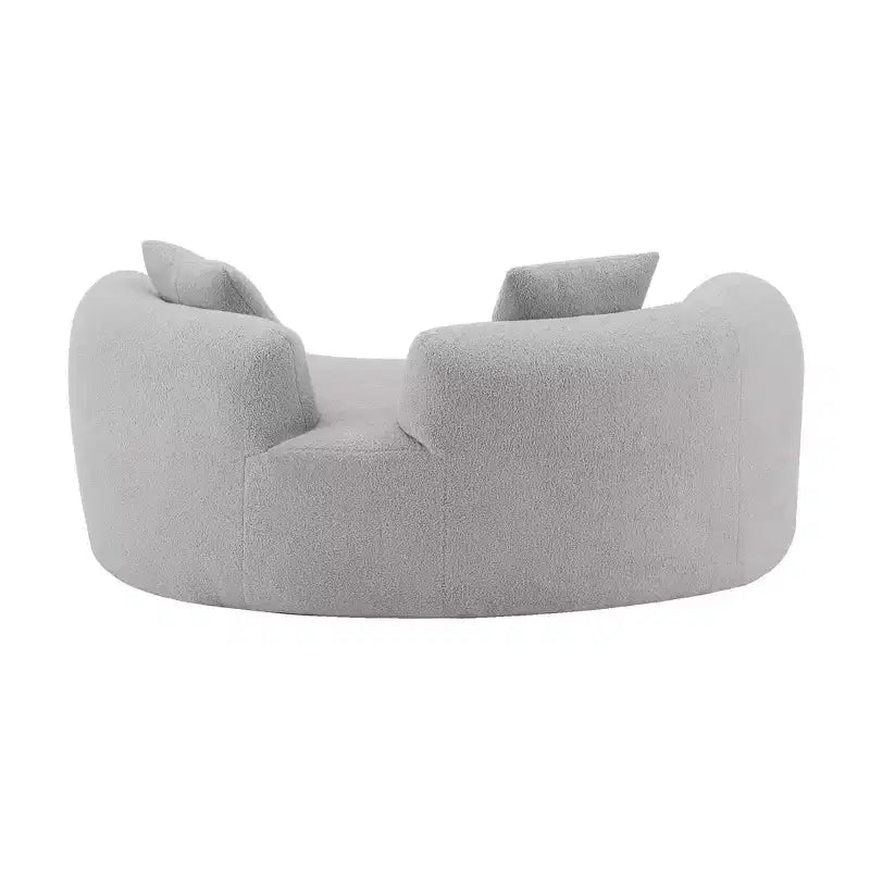 Divanetto curvo in velluto Teddy grigio/bianco, 2 posti