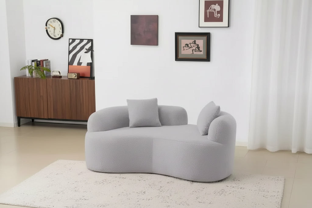 EHMKNP 66.93Modern Upholstered Teddy Velvet Curved Loveseat Sofa for Small Spaces & Apartments, No Assembly Required