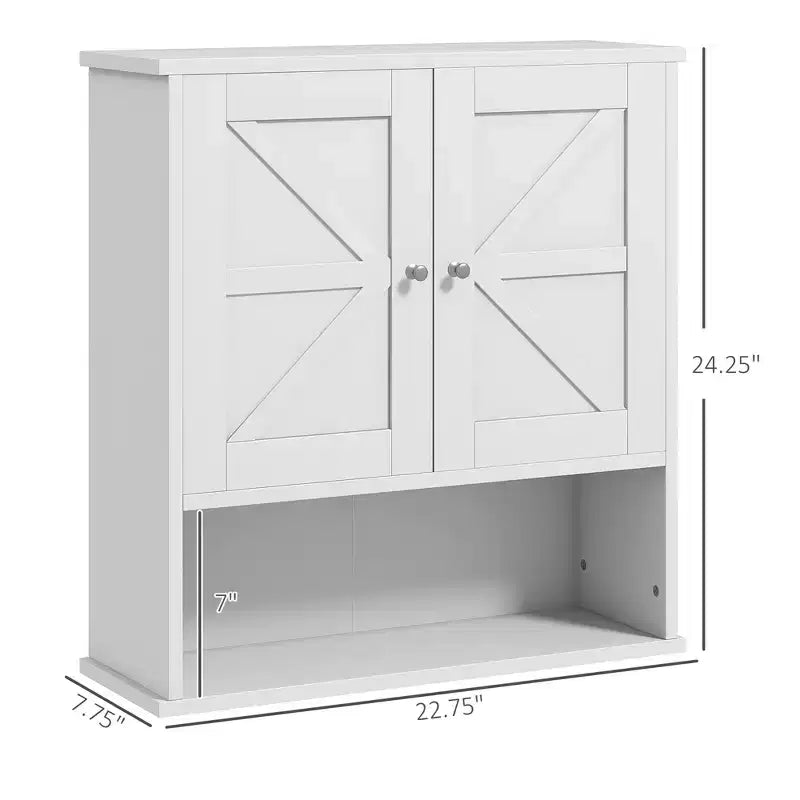 Mobiletto da parete rustico grigio/bianco con anta scorrevole a granaio, singolo