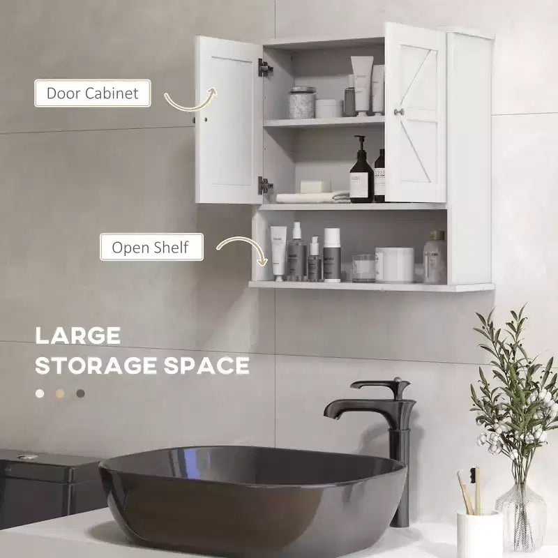 Mobiletto da parete rustico grigio/bianco con anta scorrevole a granaio, singolo