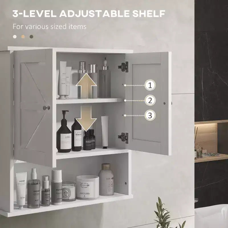 Mobiletto da parete rustico grigio/bianco con anta scorrevole a granaio, singolo