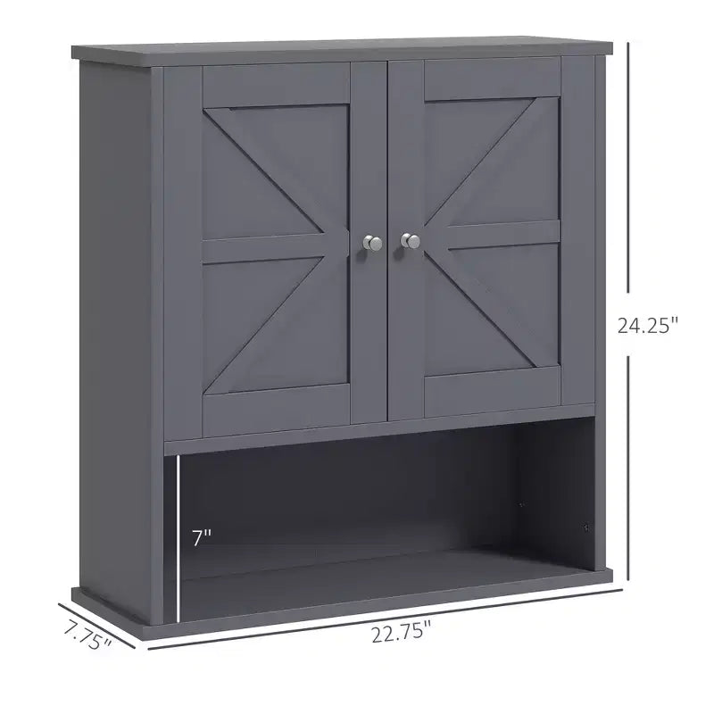 Mobiletto da parete rustico grigio/bianco con anta scorrevole a granaio, singolo