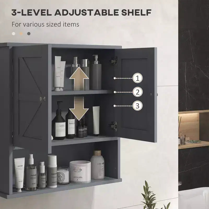 Mobiletto da parete rustico grigio/bianco con anta scorrevole a granaio, singolo