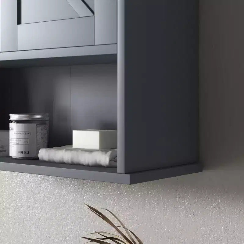 Mobiletto da parete rustico grigio/bianco con anta scorrevole a granaio, singolo