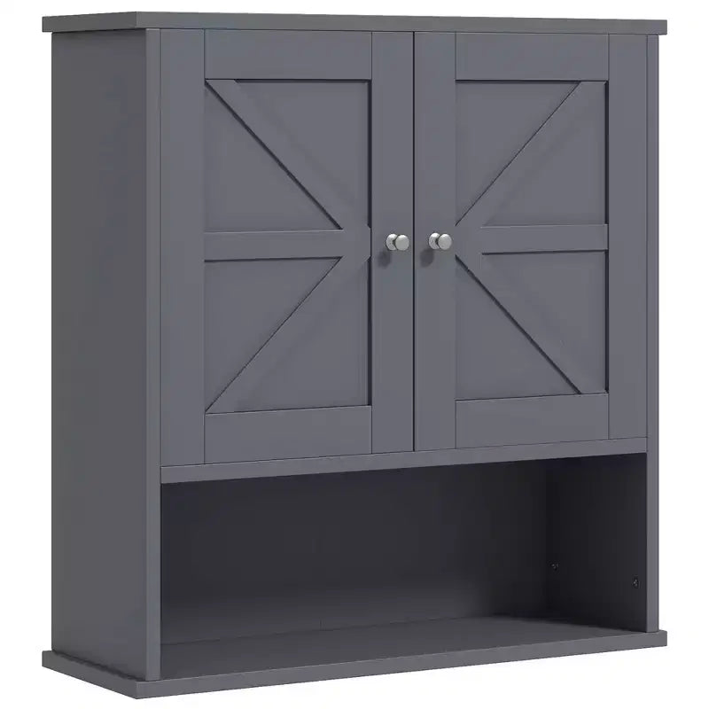 Farmhouse Bathroom Medicine Cabinet, Wall Cabinet with Barn Doors and Adjustable Shelf for Laundry Room