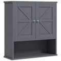 Farmhouse Bathroom Medicine Cabinet, Wall Cabinet with Barn Doors and Adjustable Shelf for Laundry Room