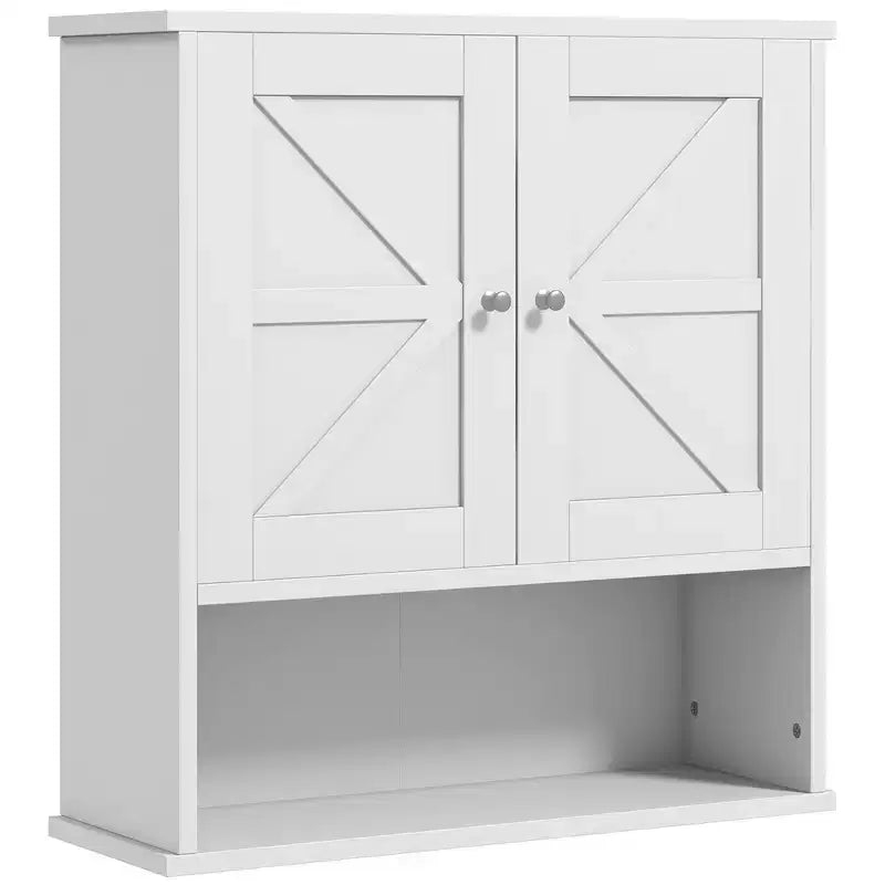 Mobiletto da parete rustico grigio/bianco con anta scorrevole a granaio, singolo