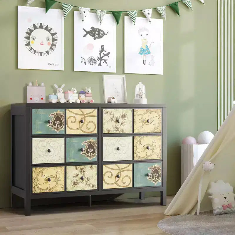 Cassettiera a 6 cassetti marrone in stile vintage per 1 persona