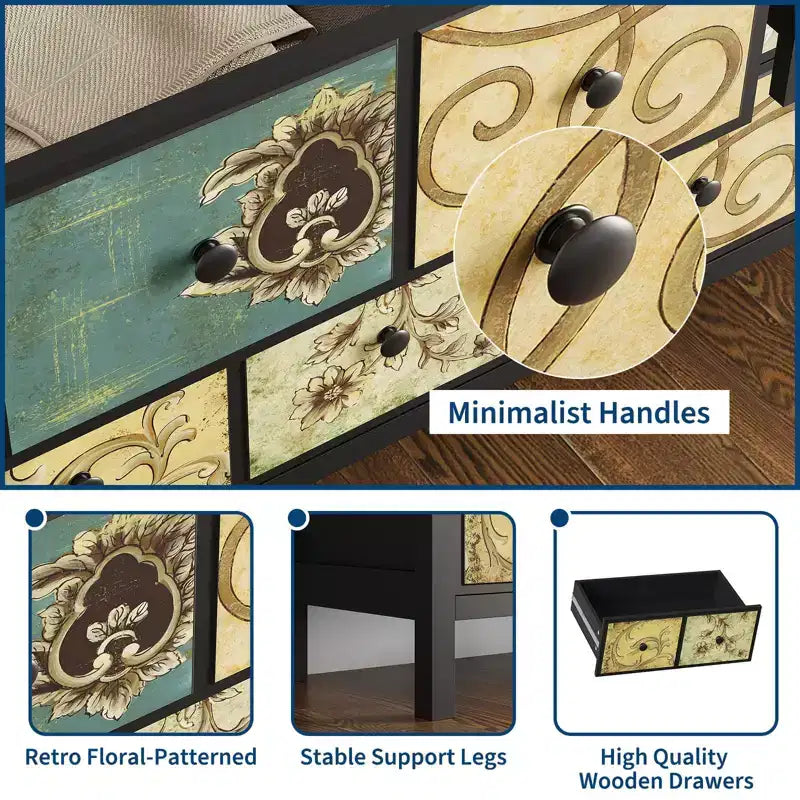 Cassettiera a 6 cassetti marrone in stile vintage per 1 persona