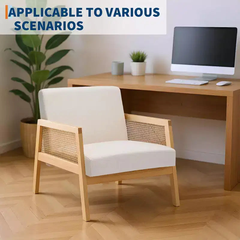 Poltrona a pozzetto in lino beige con braccioli, set da 2 (1 posto ciascuna)