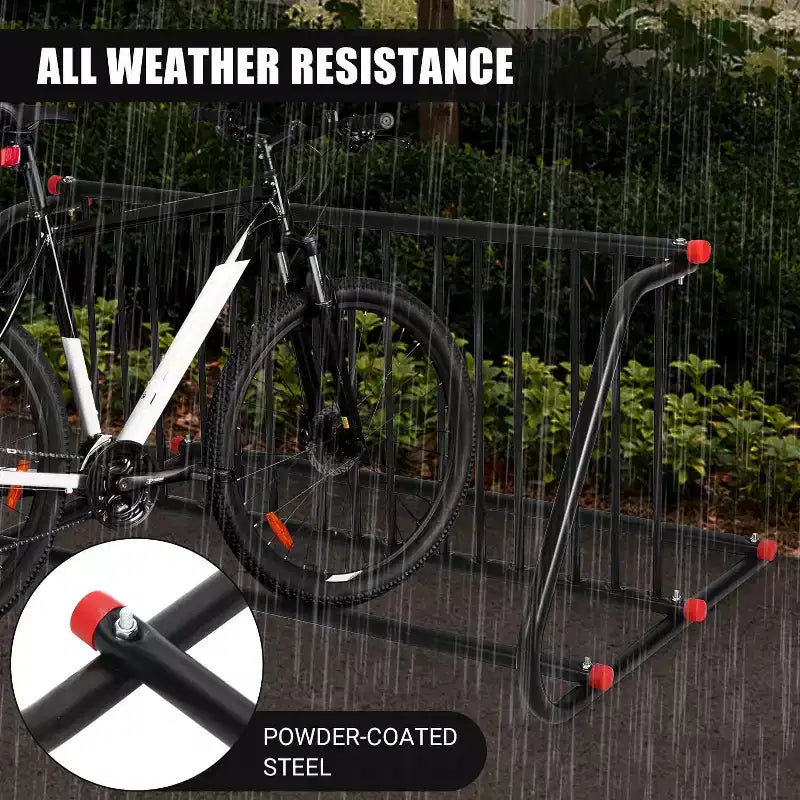 Portabiciclette da terra in acciaio nero – Lato singolo/doppio, per 5 o 10 bici